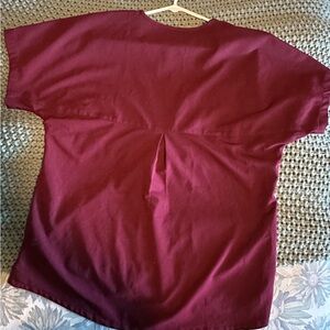 Mandala Scrubs Oversized V Neck Top Wine